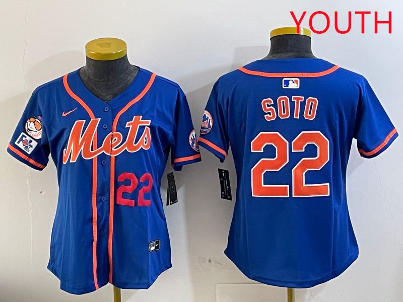 Youth New York Mets #22 Soto Blue Game Fashion 2025 Nike MLB Jersey style 4